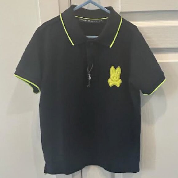 Boys Psycho Bunny Polo Shirt – Size 7–8 (SP) – Navy with Neon Logo - Picture 2 of 4